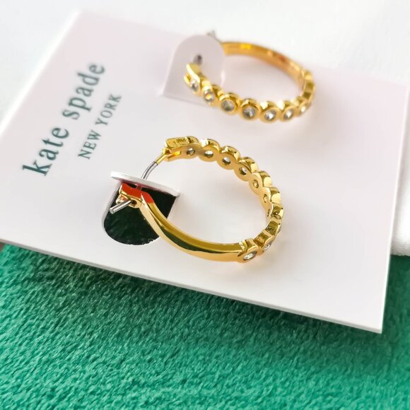 KATE SPADE Full Circle Gold Clear Crystal Hoop Earrings NEW - Picture 2 of 3